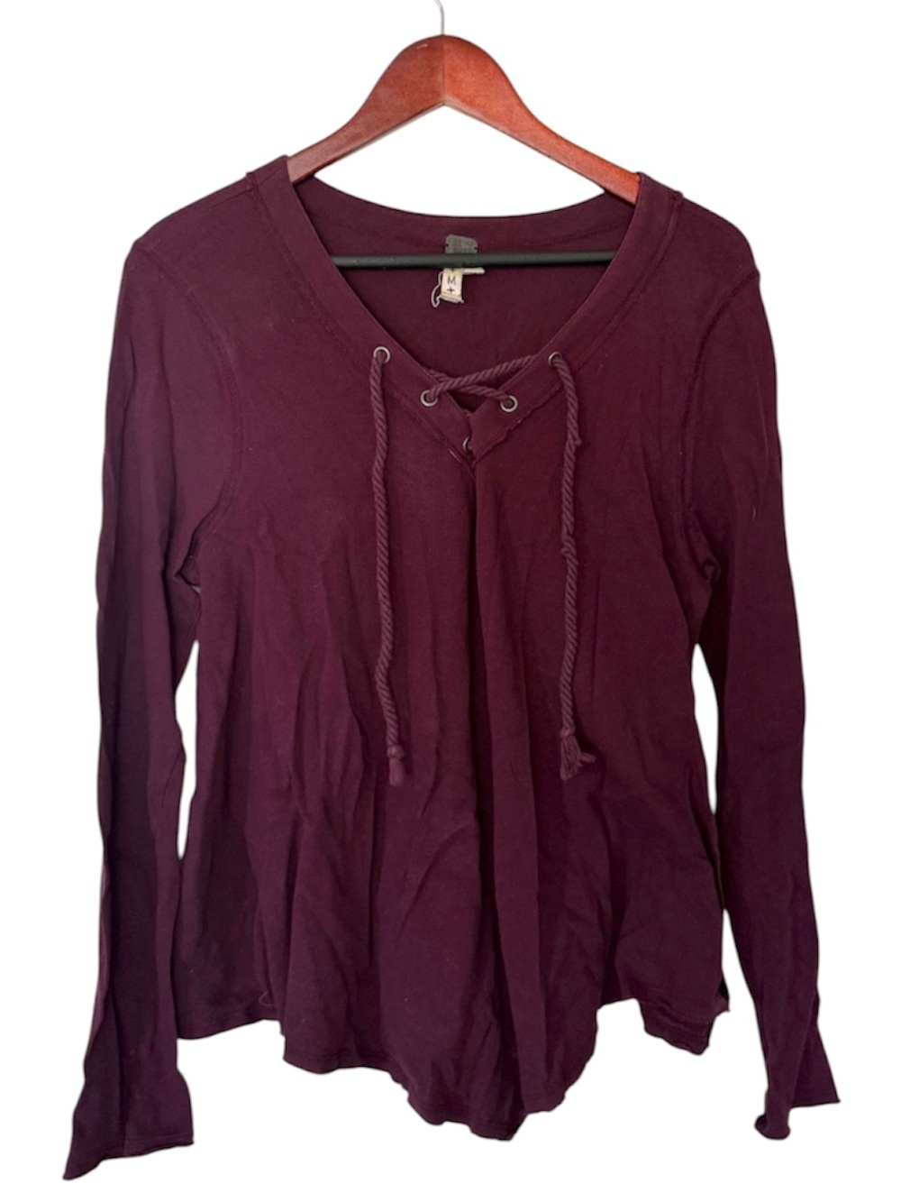 Free People Purple Lace Up Long Sleeve Top